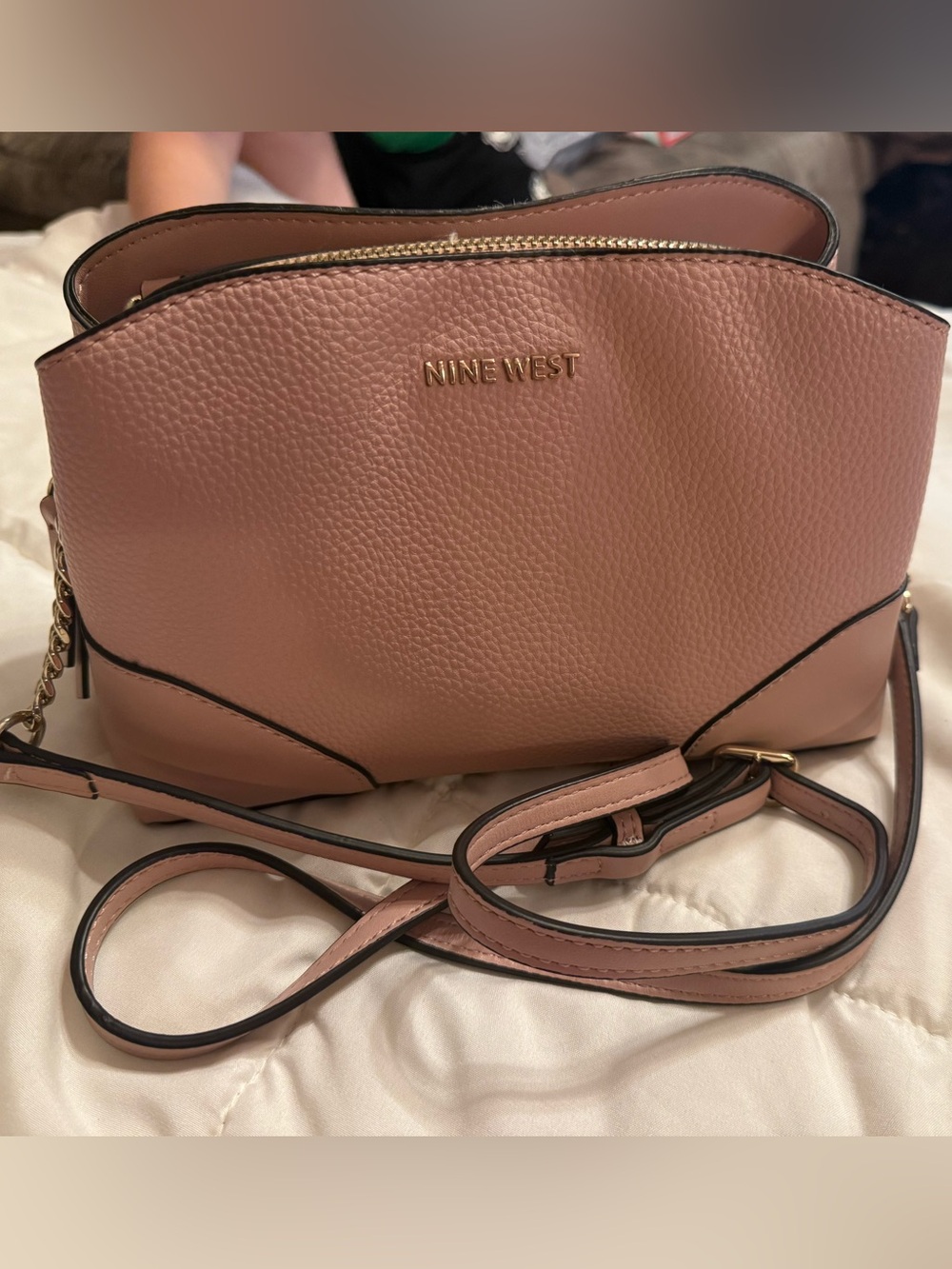 Nine West Dusty Rose Crossbody Bag with Gold Hardware
